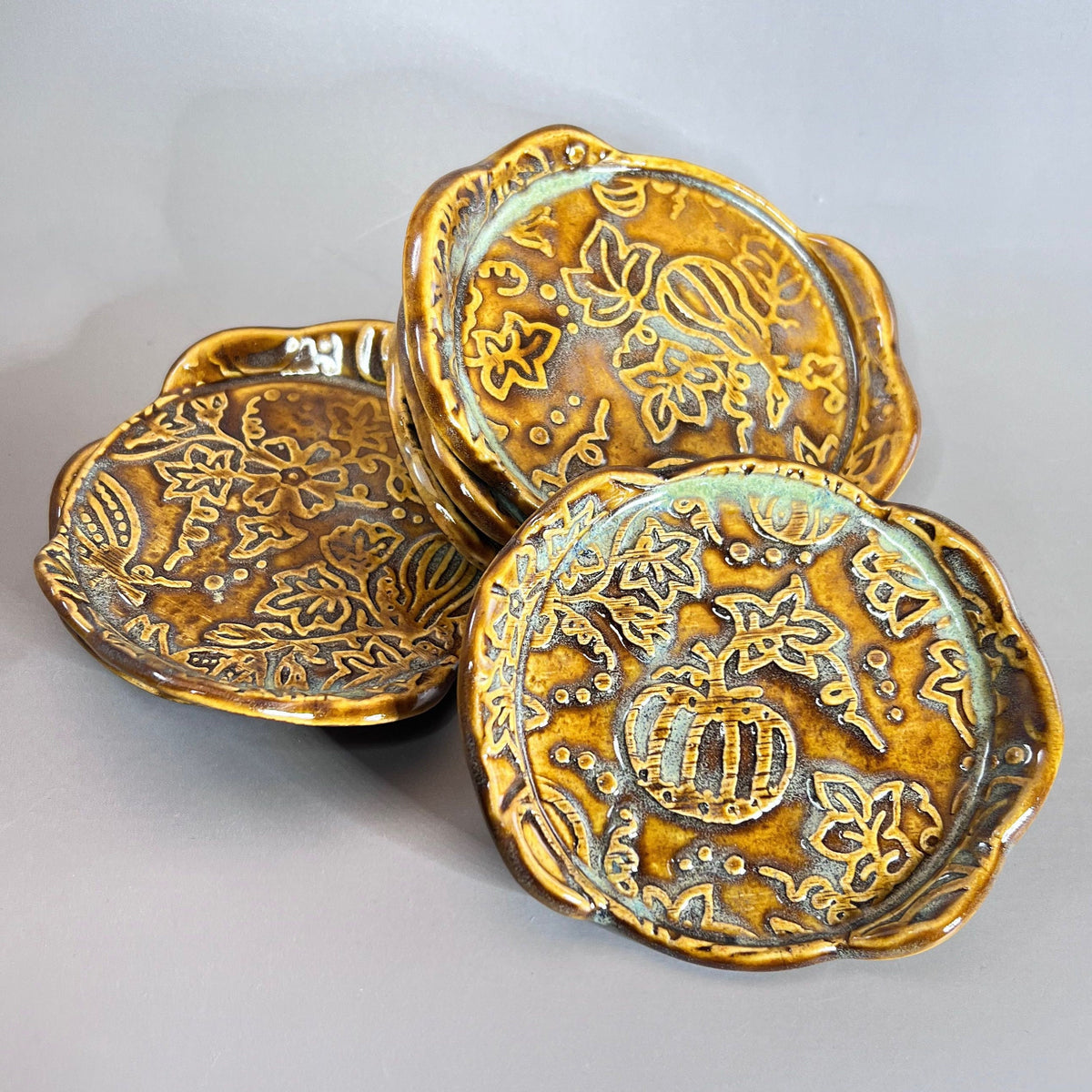 Pumpkin Spice Fall Gourds and Pumpkins Teabag Holders/Spoon Rests