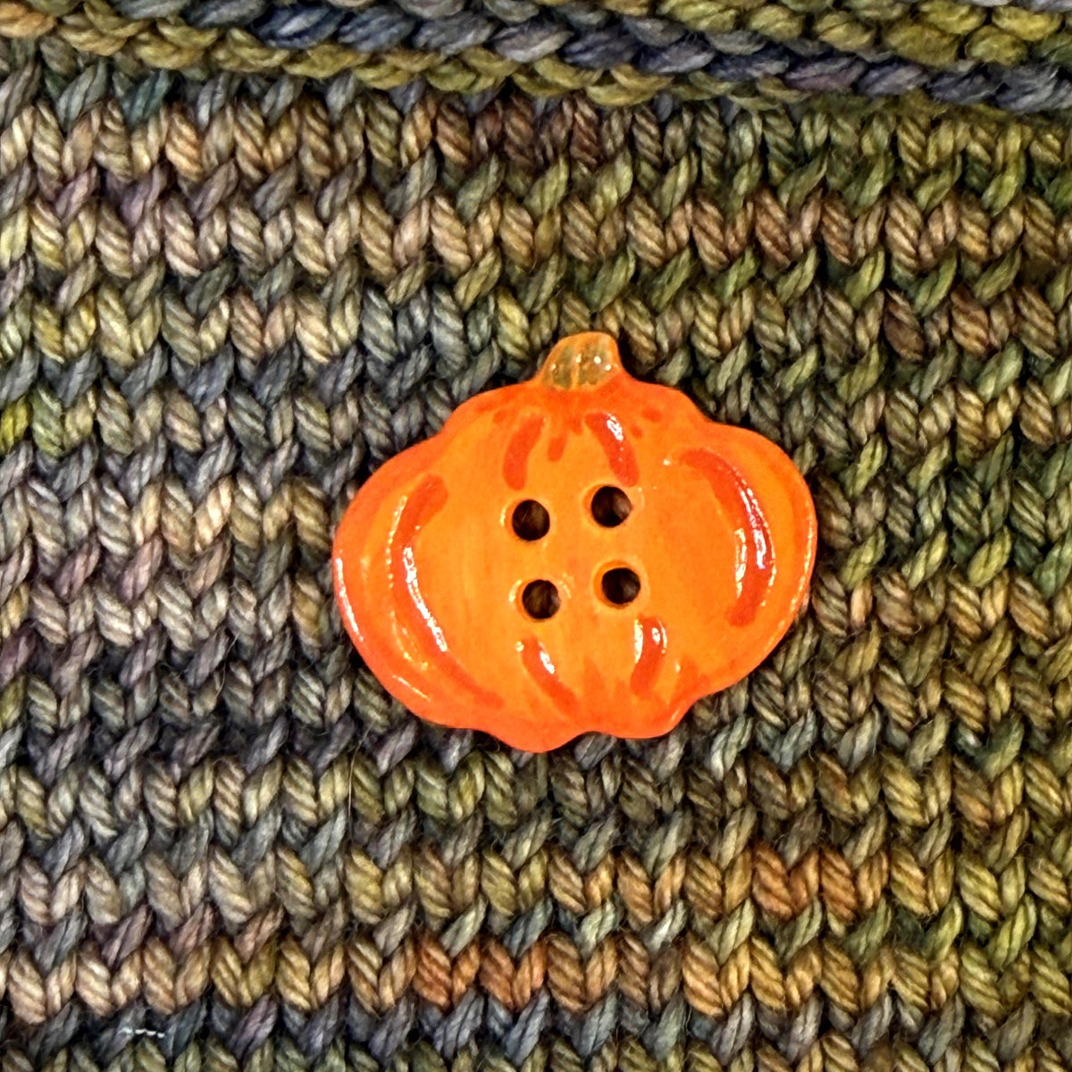Orange Pumpkin 4 Hole Ceramic Button