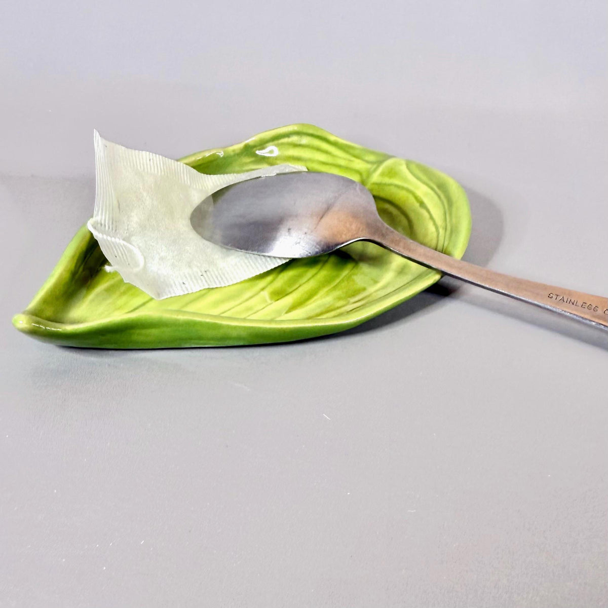 Bright Green Leaf Teabag Holder/Spoon Rest/ Trinket Dish