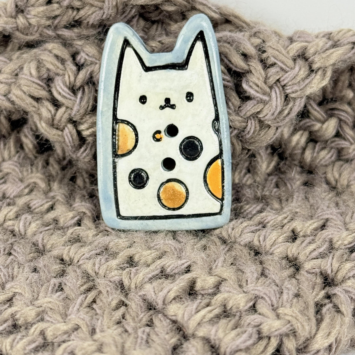 Calico Kitty Ceramic Button