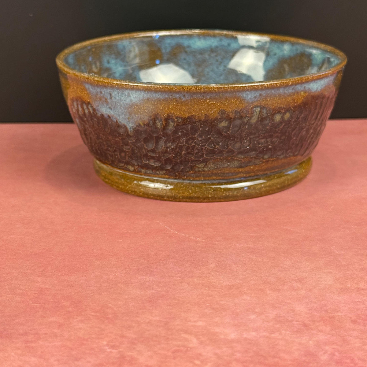 Small Blue and Brown Carved Texture Bowl