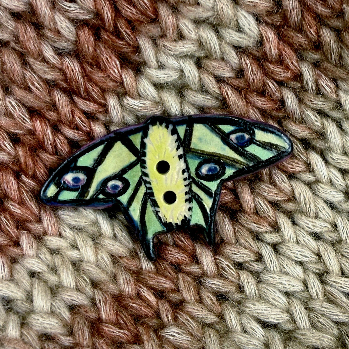 Luna Moth Ceramic Button
