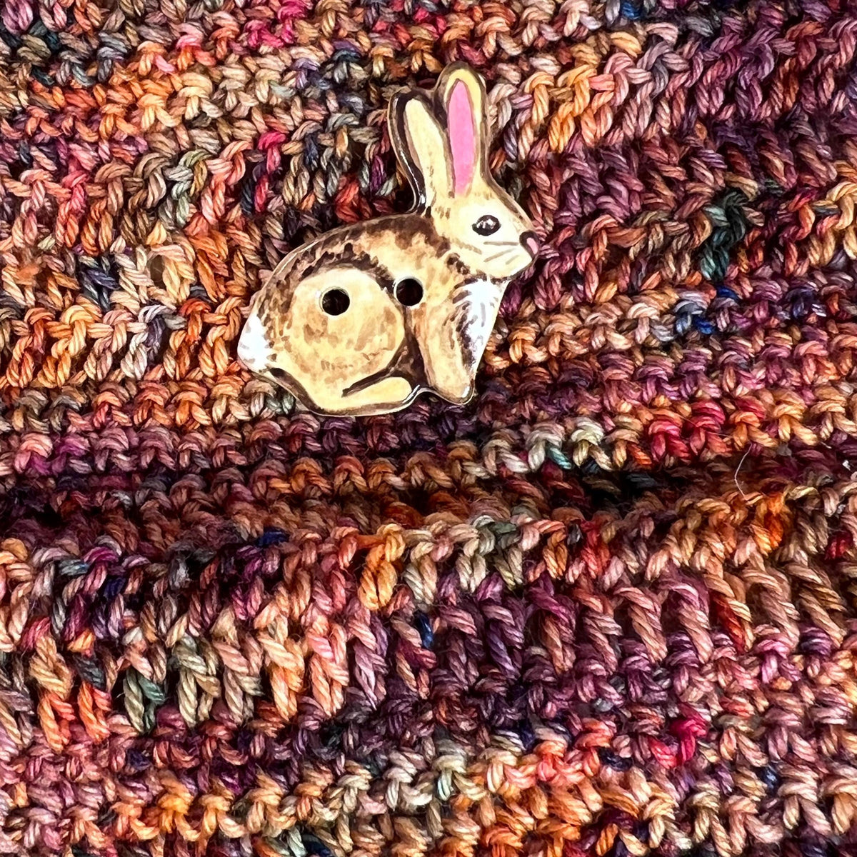 Light Brown Bunny with Long Ears Button