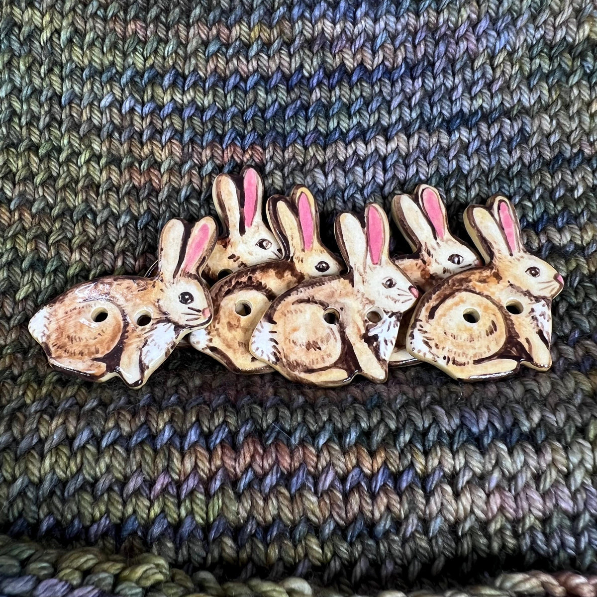 Light Brown Bunny with Long Ears Button