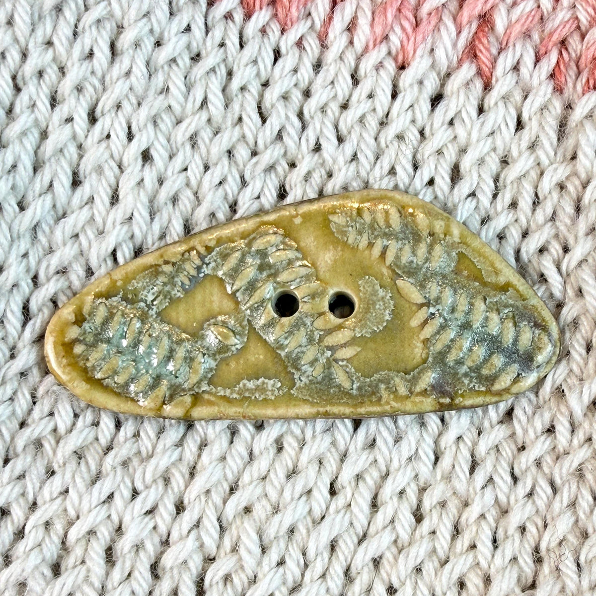 Spring Ferns with Green and Gold 2 Hole Large Triangular Buttons