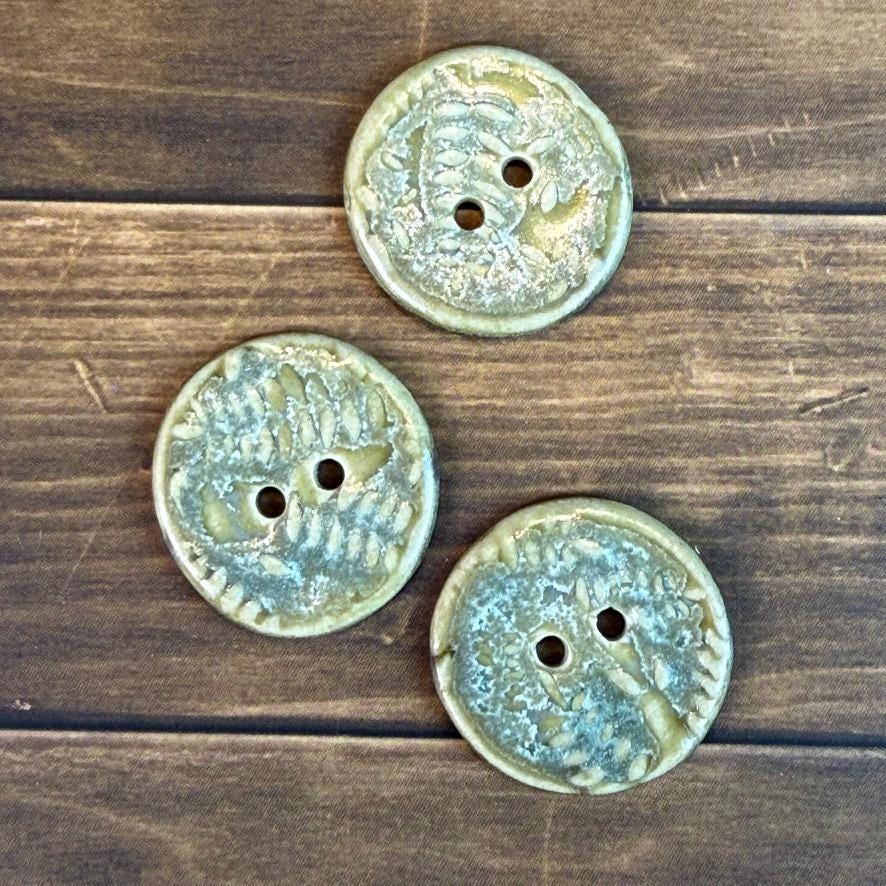 Small Spring Ferns with Green and Gold 2 Hole Round Buttons