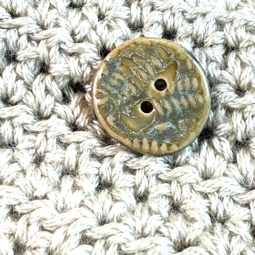 Small Spring Ferns with Green and Gold 2 Hole Round Buttons