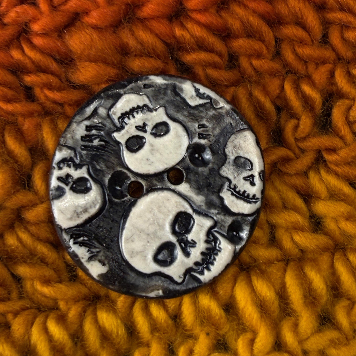 Black and White Skull Patterned Round Buttons