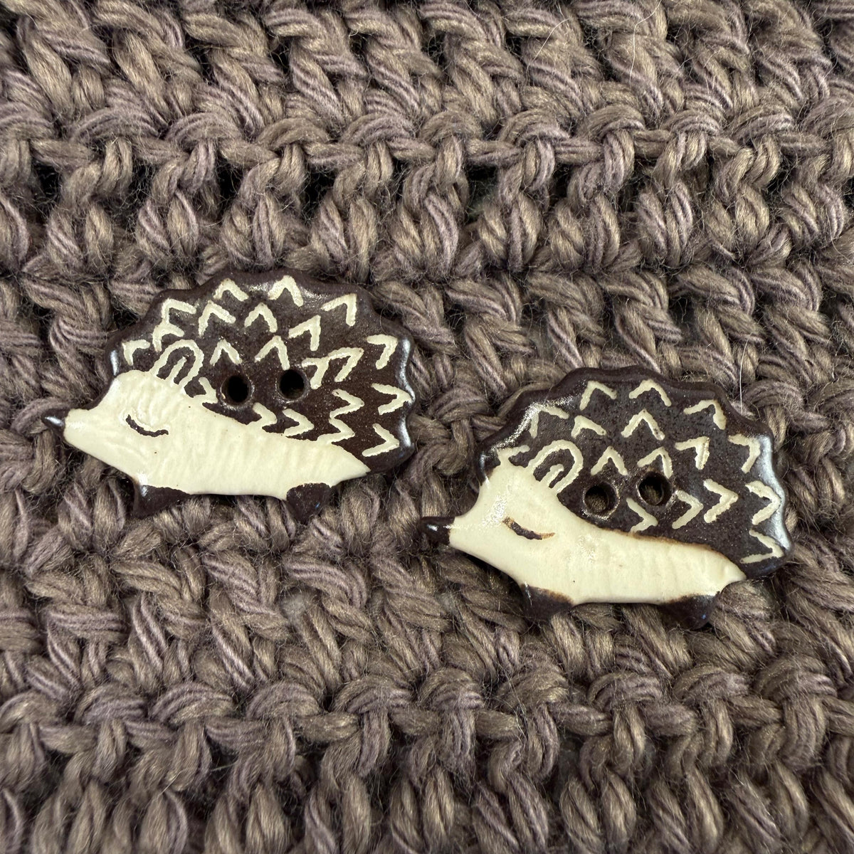 Sgraffito Hedgehog Ceramic Buttons