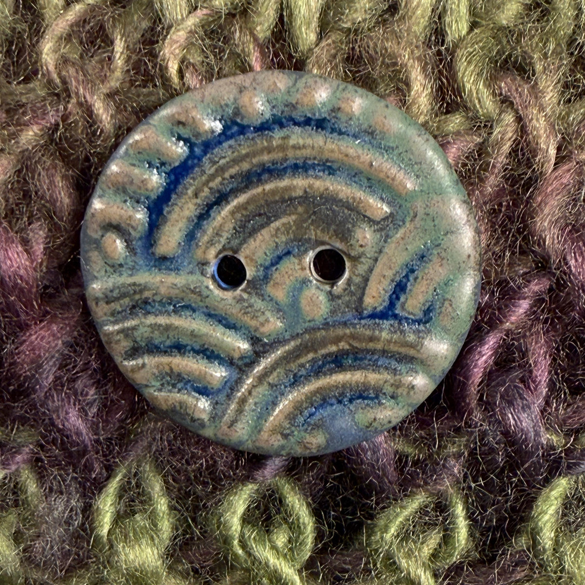 Blue and Green Wave Ceramic Buttons