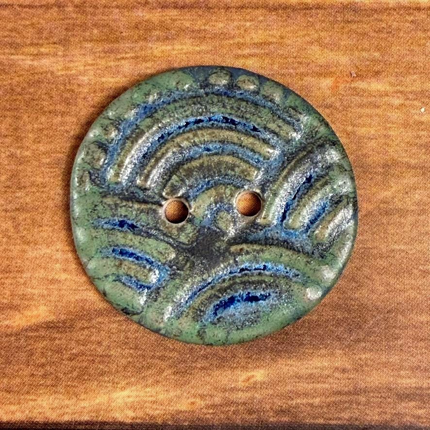 Blue and Green Wave Ceramic Buttons