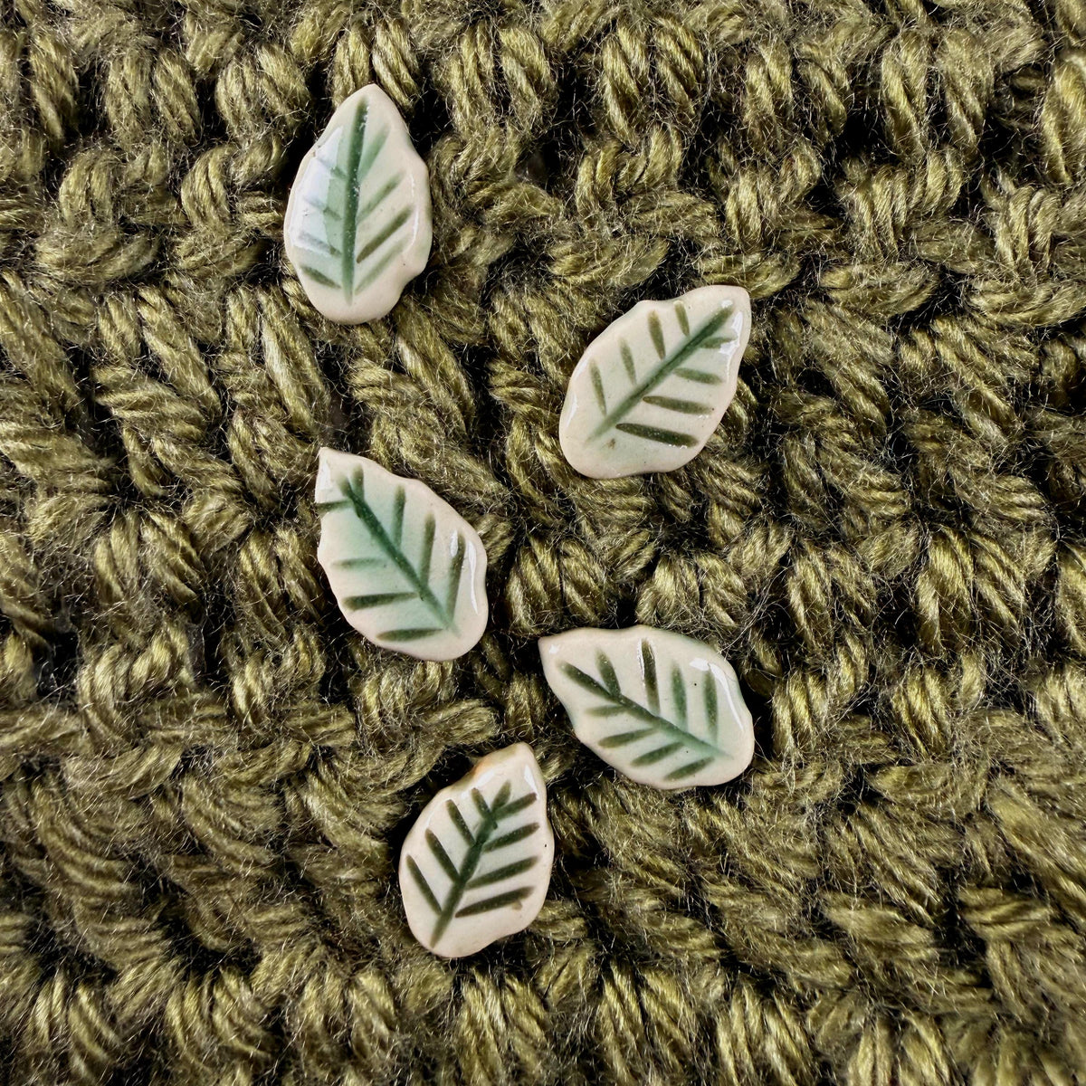 Tiny Light Green Leaf Buttons