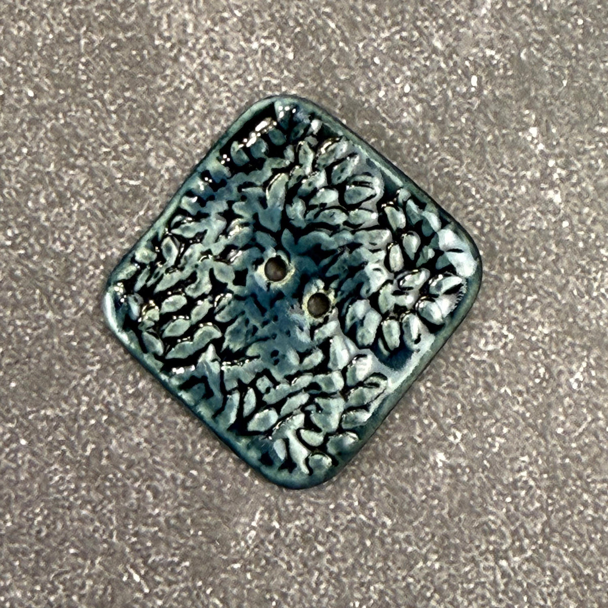 Deep Blue Malahide Hedge Leaves Button