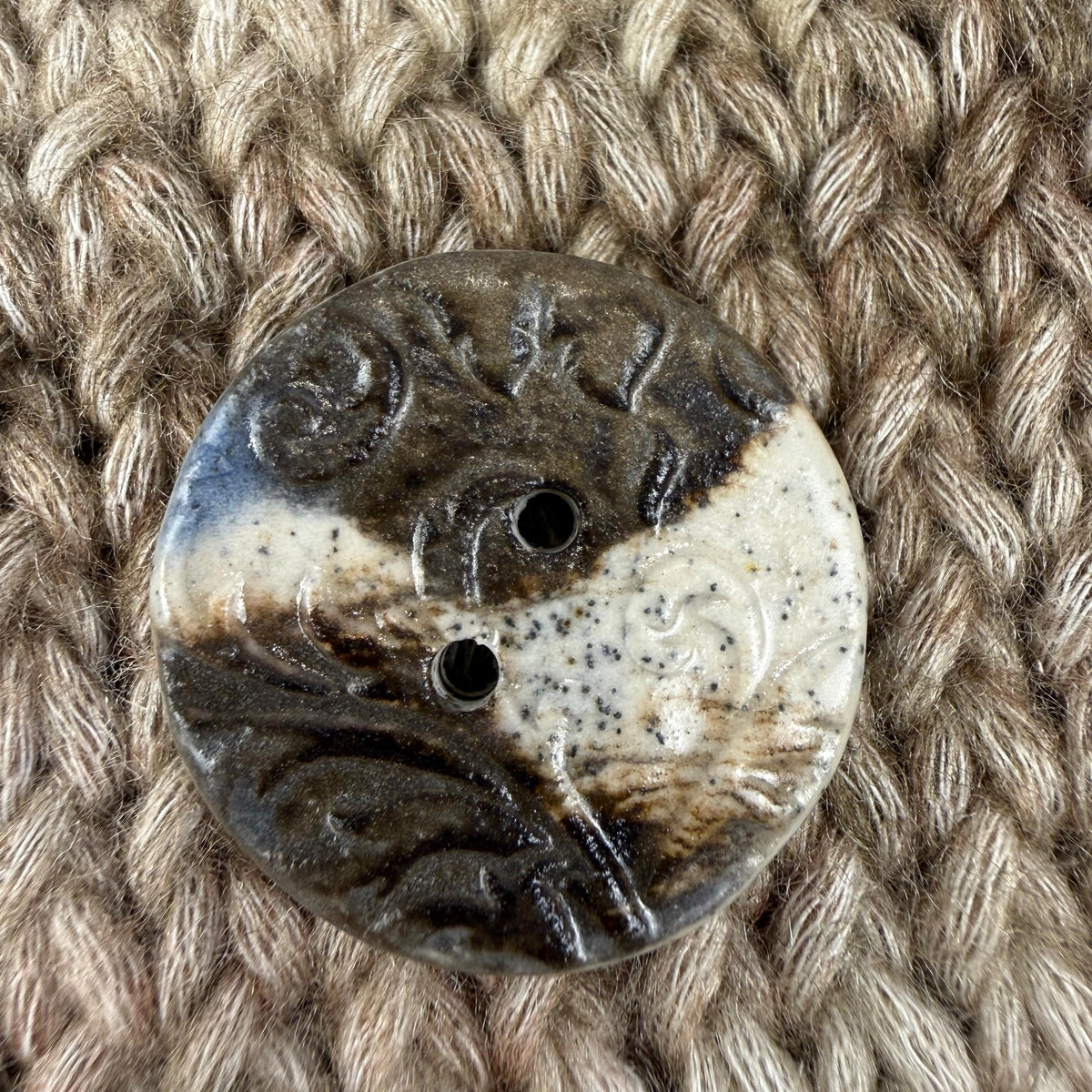 Blue, Brown, and White Speckled Porcelain Buttons