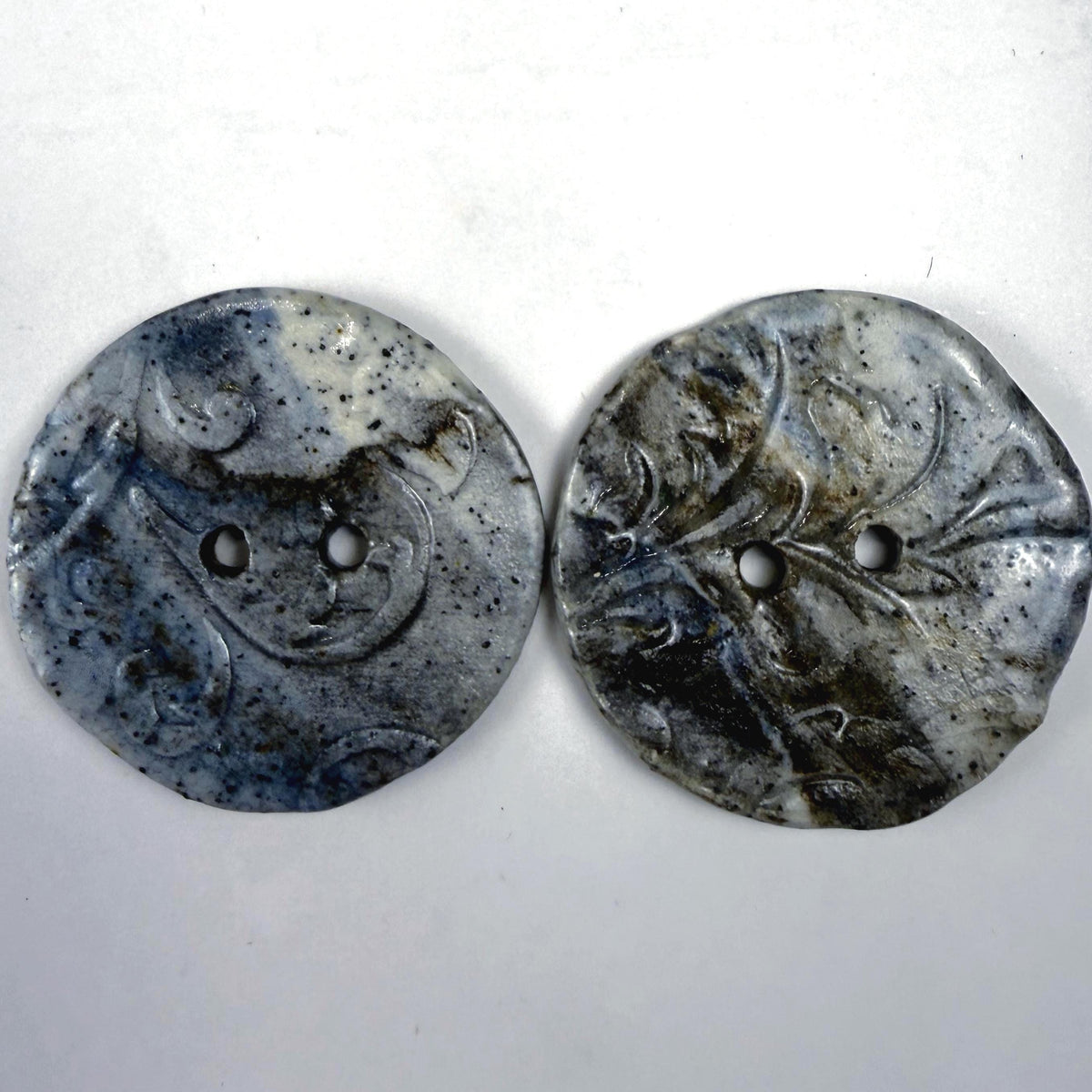 Blue, Brown, and White Speckled Porcelain Buttons