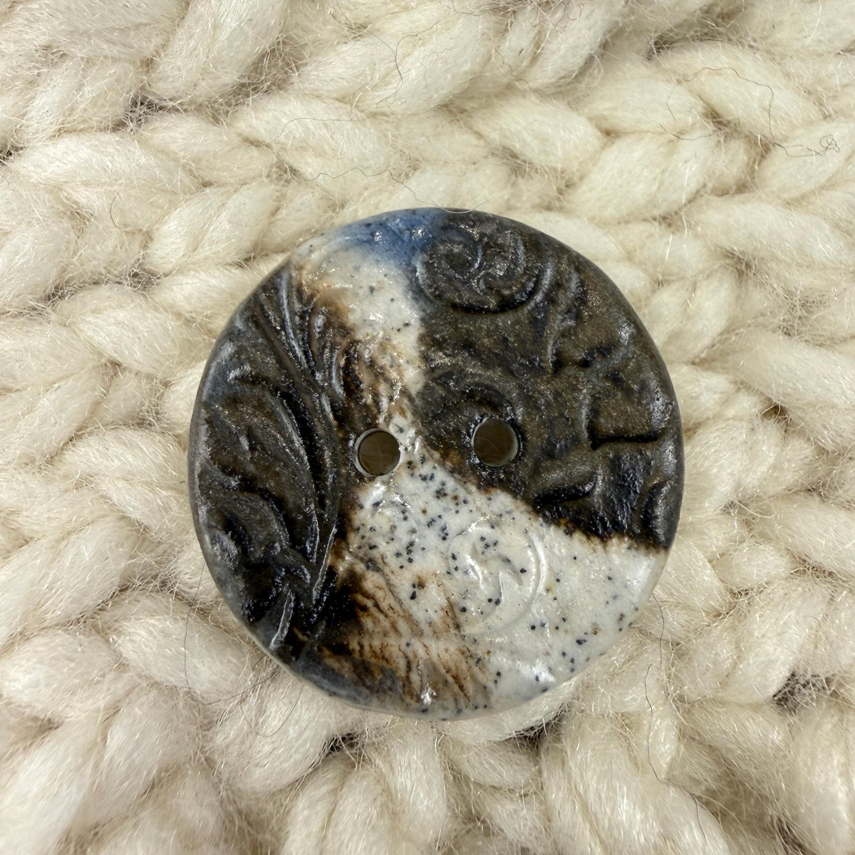 Blue, Brown, and White Speckled Porcelain Buttons