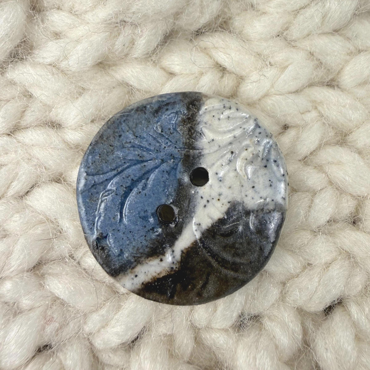 Blue, Brown, and White Speckled Porcelain Buttons