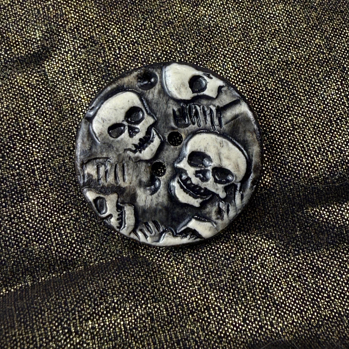 Black and White Skull Patterned Round Buttons