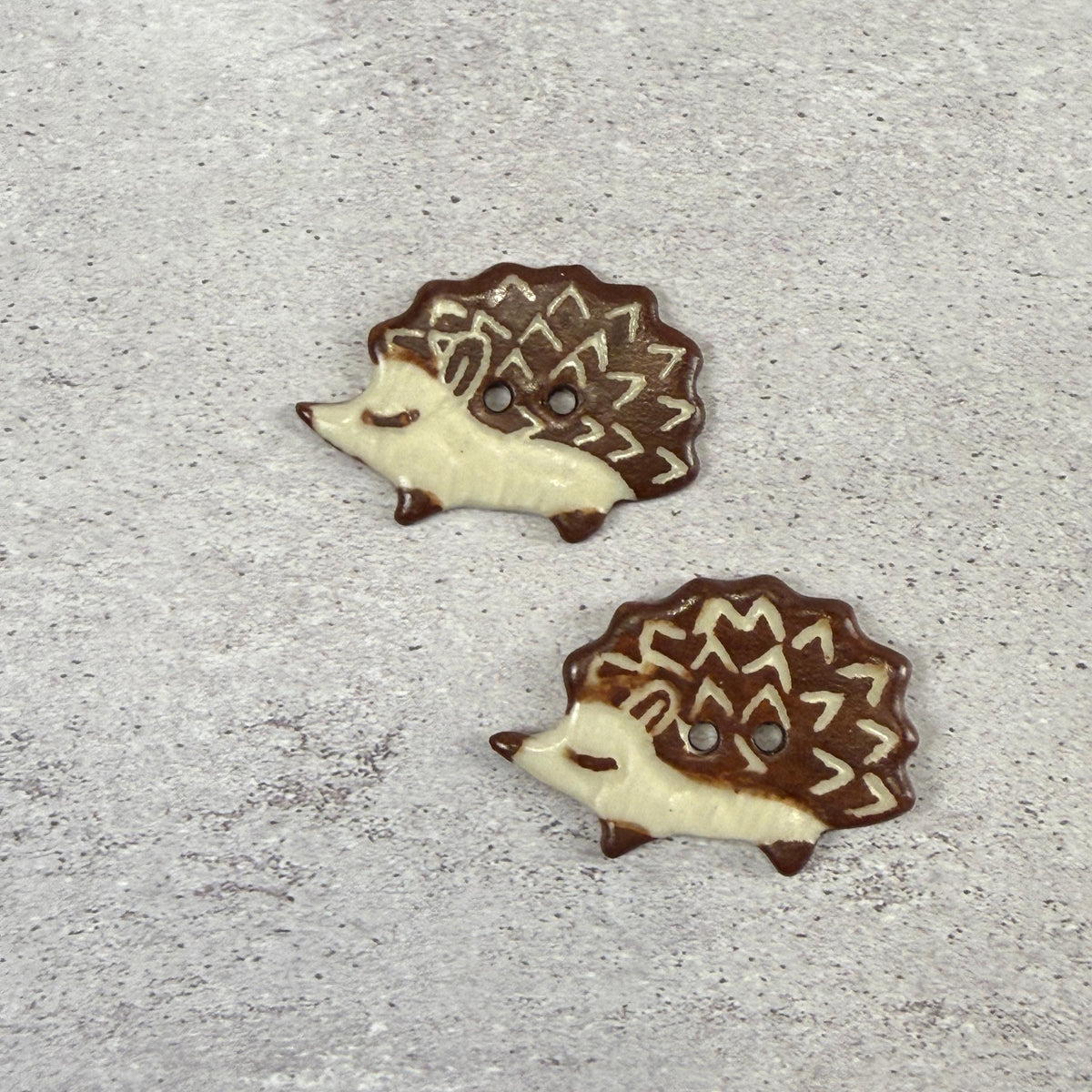Sgraffito Hedgehog Ceramic Buttons