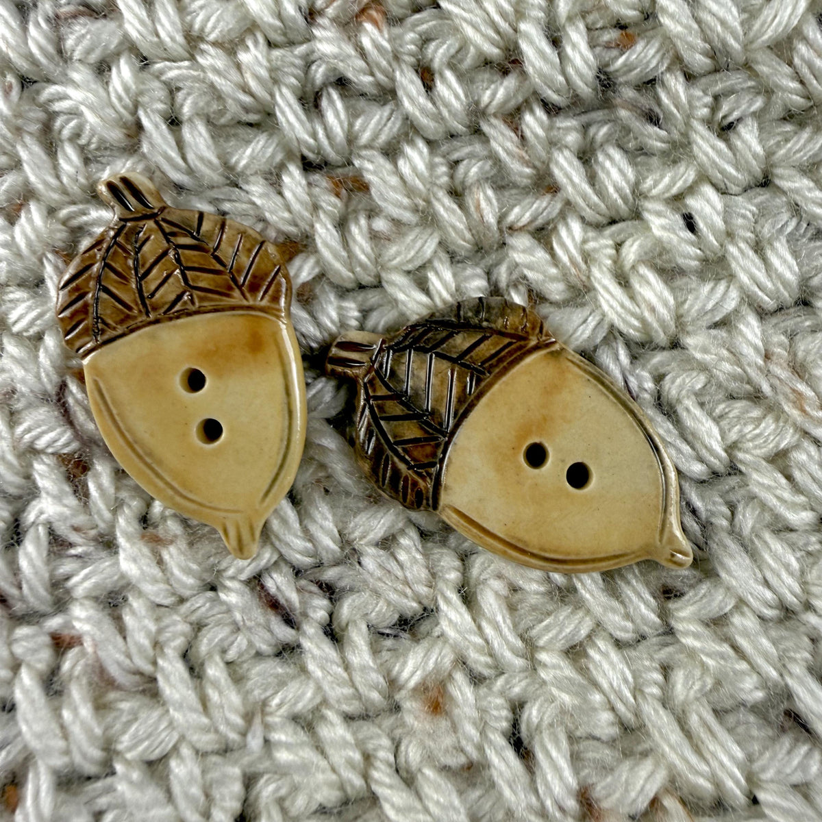 Pair Large Acorn Shaped Buttons