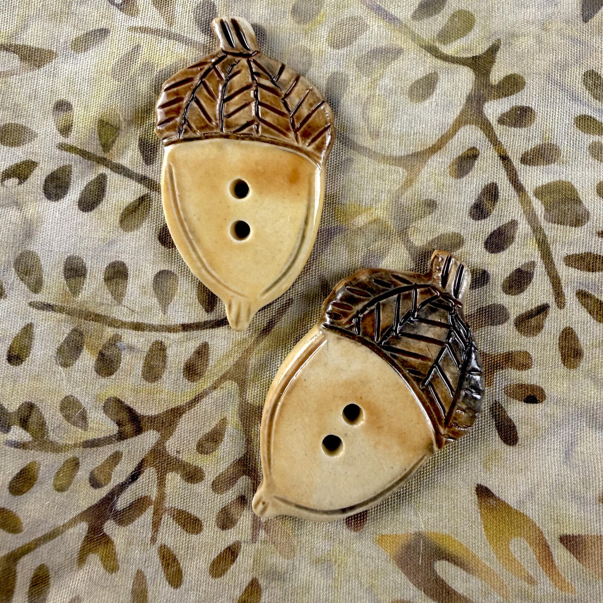 Pair Large Acorn Shaped Buttons