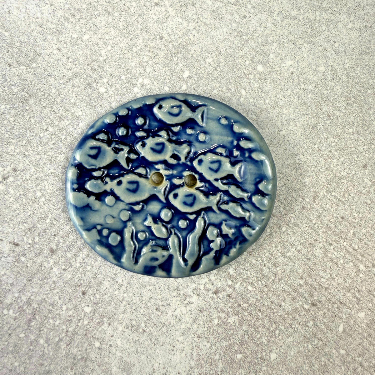 Blue School of Fish Oval Buttons