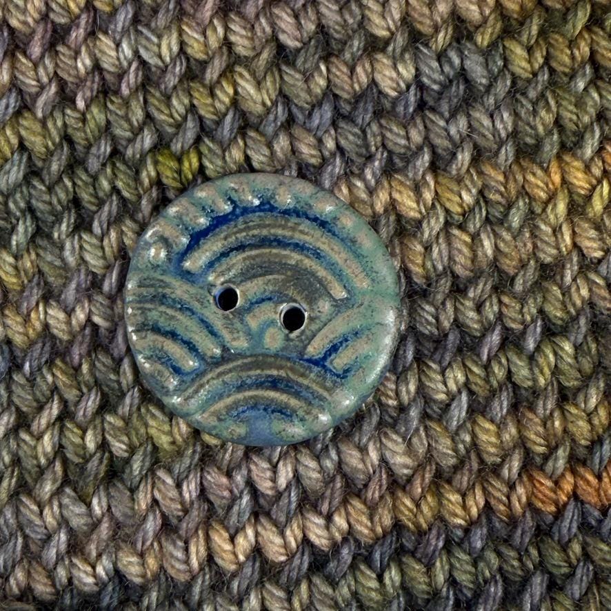 Blue and Green Wave Ceramic Buttons