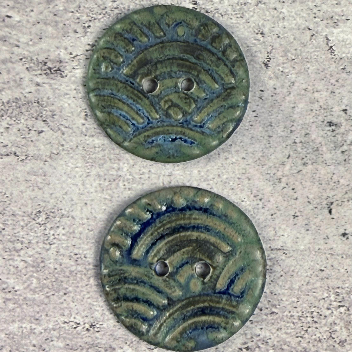 Blue and Green Wave Ceramic Buttons