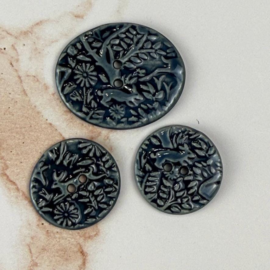 Deep Blue Woodland Buttons