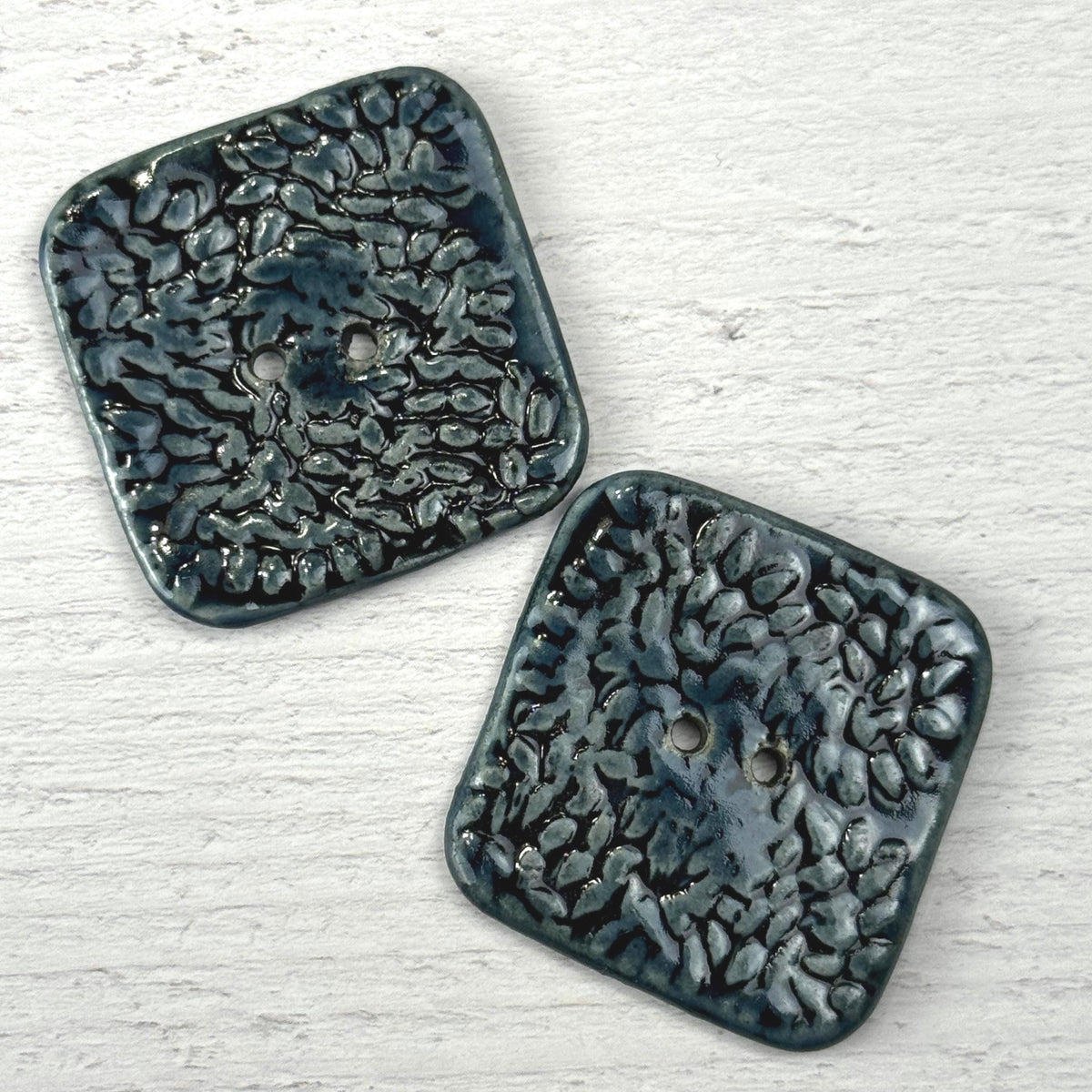 Deep Blue Malahide Hedge Leaves Button