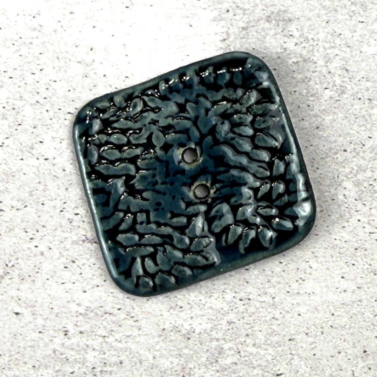 Deep Blue Malahide Hedge Leaves Button