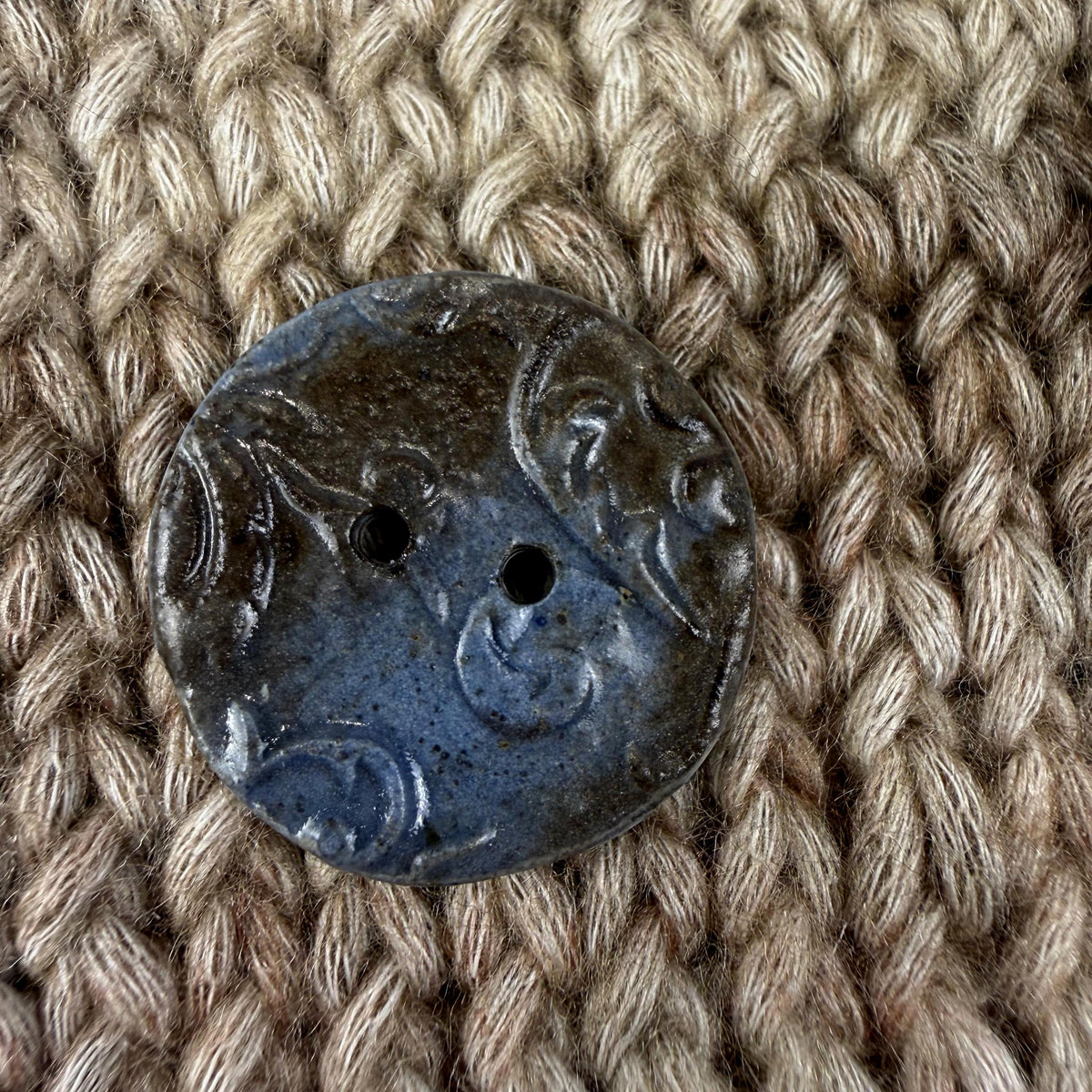 Blue, Brown, and White Speckled Porcelain Buttons
