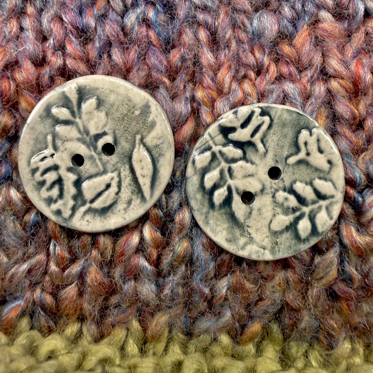Forest Green and Off White Round Buttons