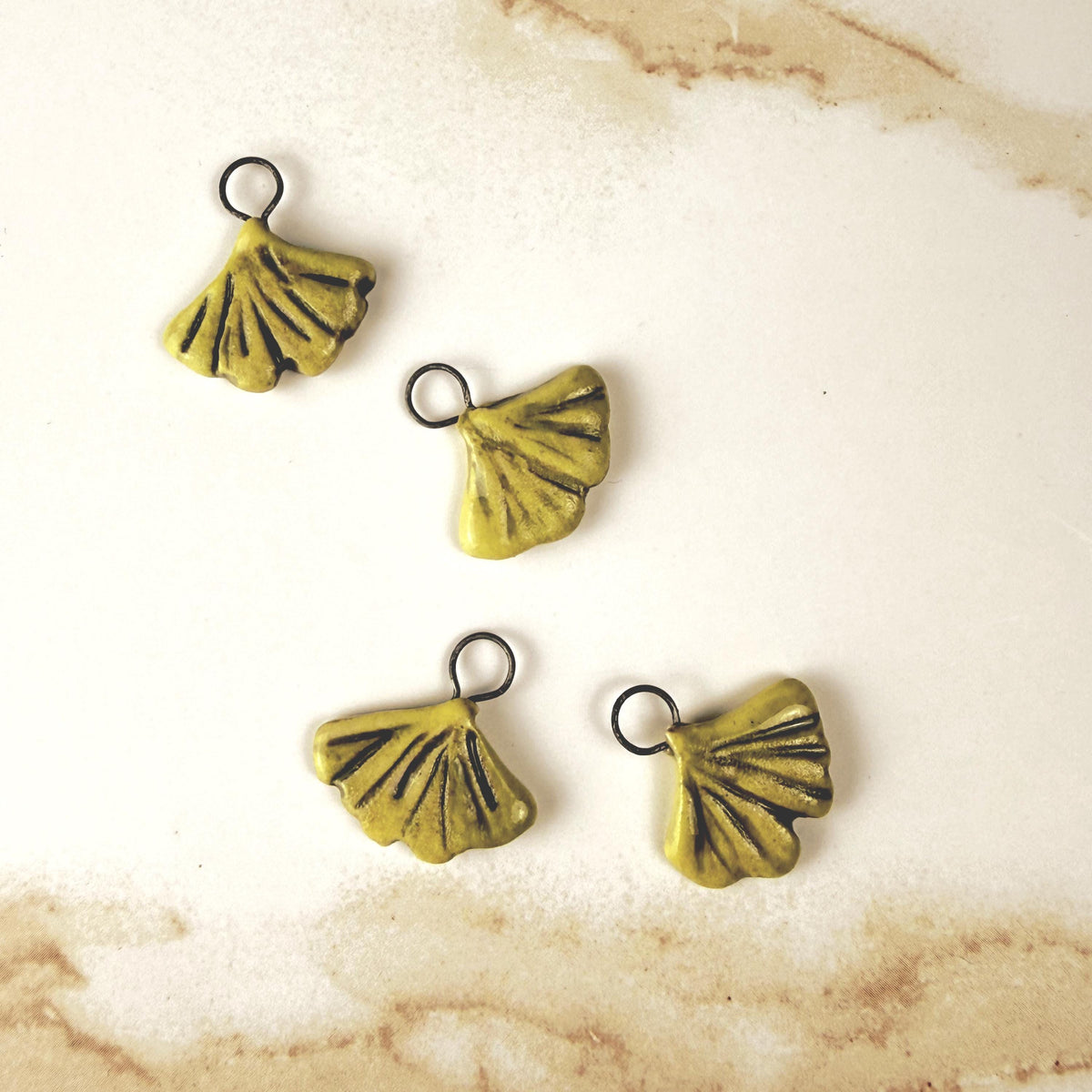Bright Yellow Tiny Gingko Jewelry Components/Charms