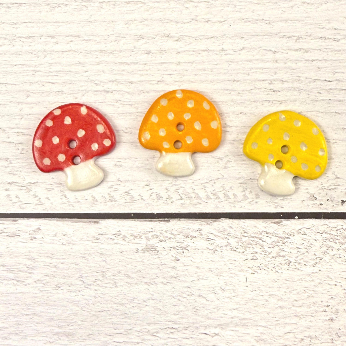 Rainbow Set of Mushrooms Ceramic Buttons