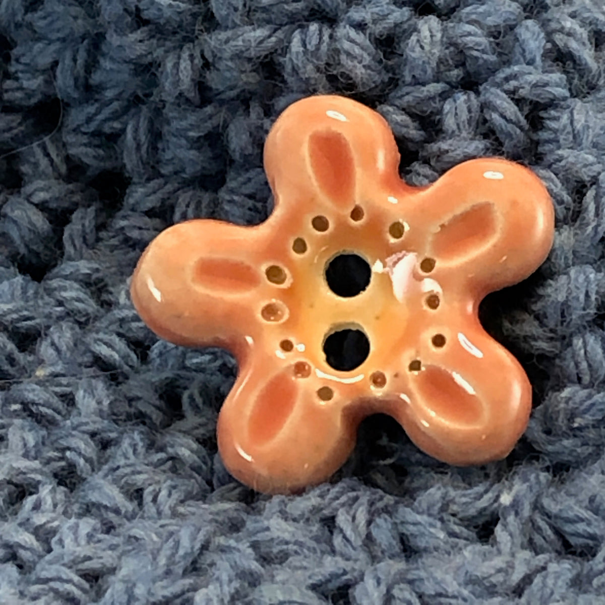Pink and Orange 5 Petal Flower Button