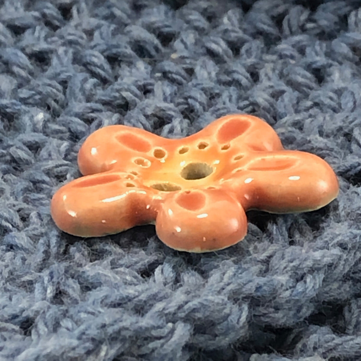 Pink and Orange 5 Petal Flower Button