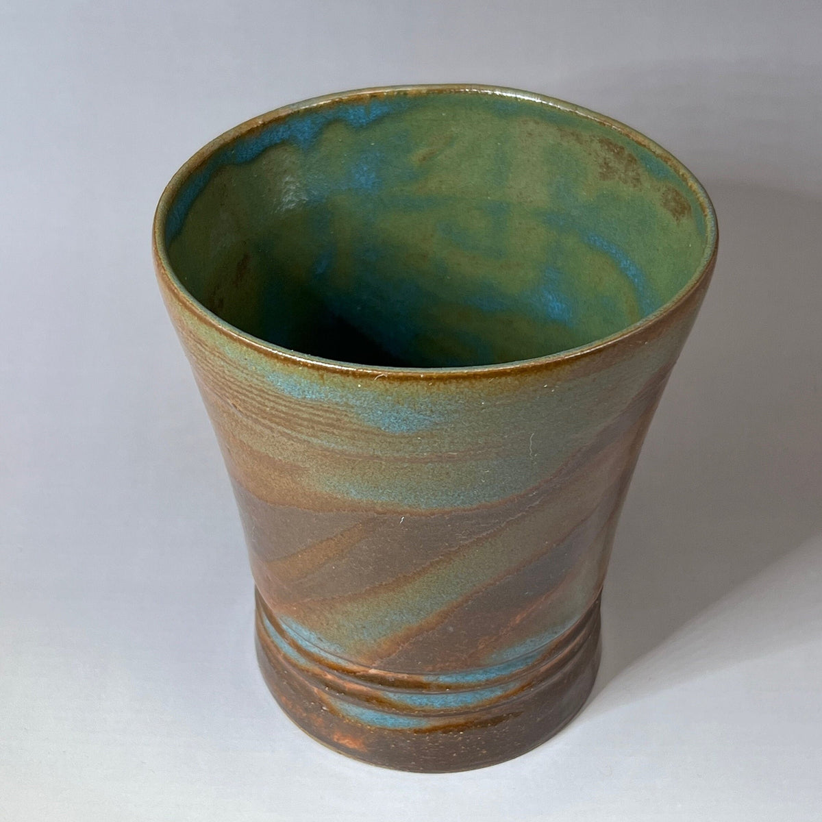 Green, Brown, and Blue Brown Stoneware Tumbler
