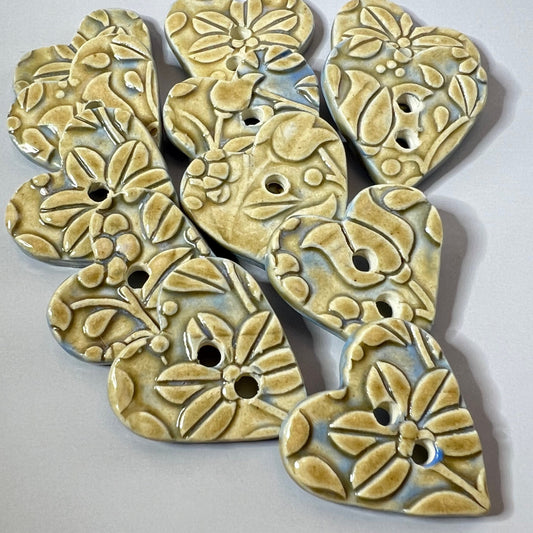 Light Yellow and Blue Floral Hearts
