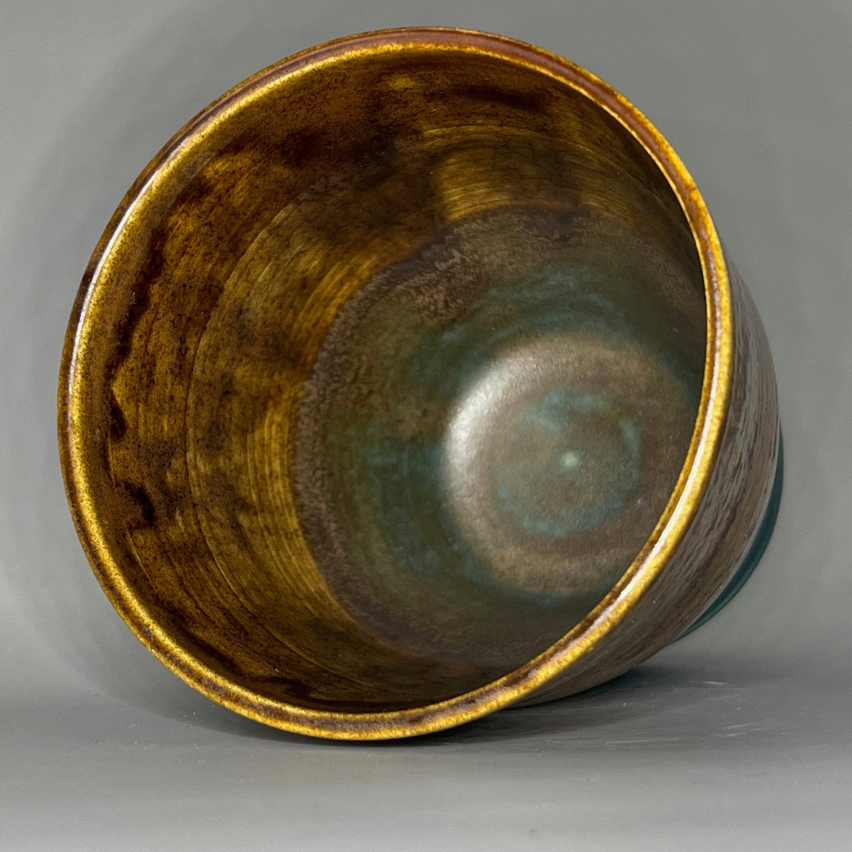 Brown and Cerulean Blue Ceramic Tumbler