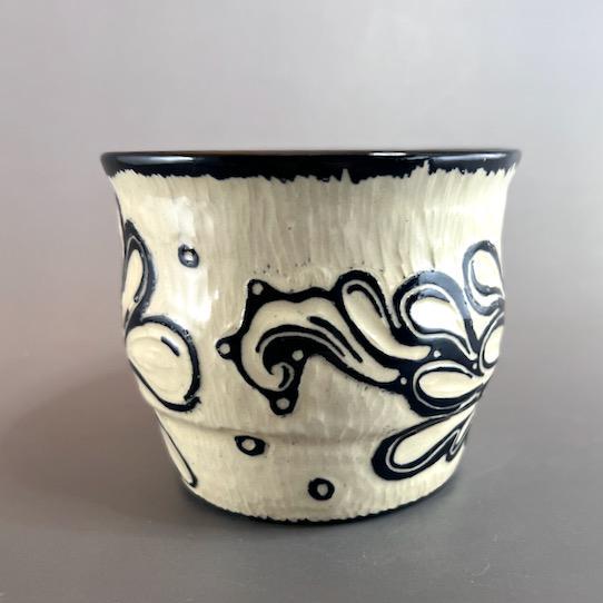 Black and White Splash Doodle Cache Pot/ Cup