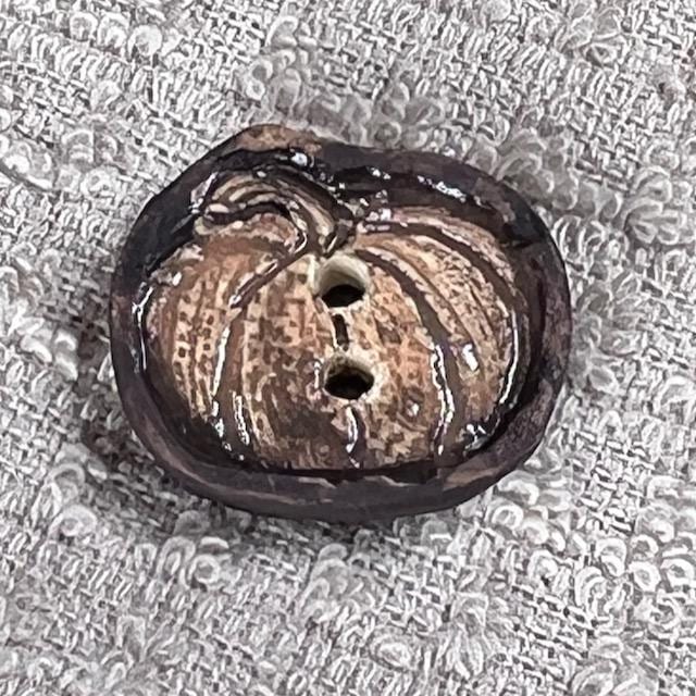 Pumpkin with Brown Details Ceramic Button