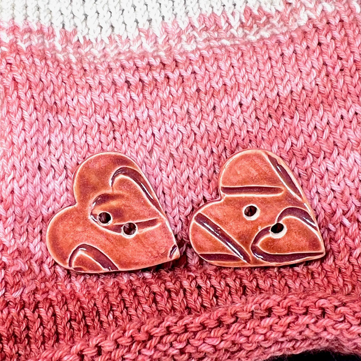 Large Dark Pink Heart Patterned Heart Shaped Button