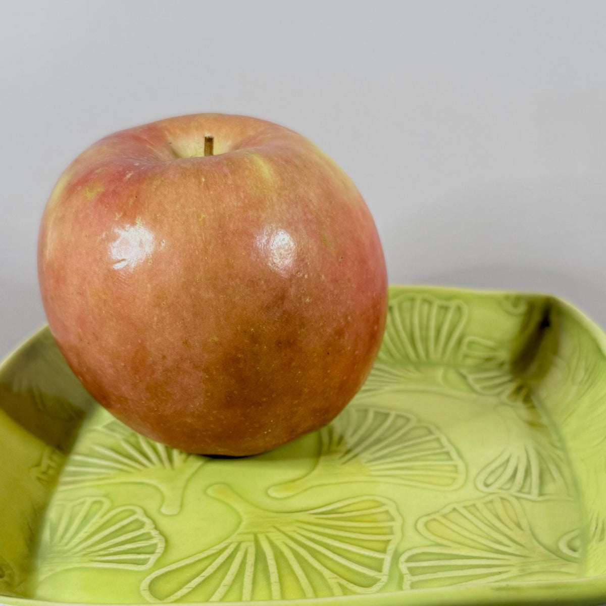 Bright Green Ginkgo Patterned Small Plate