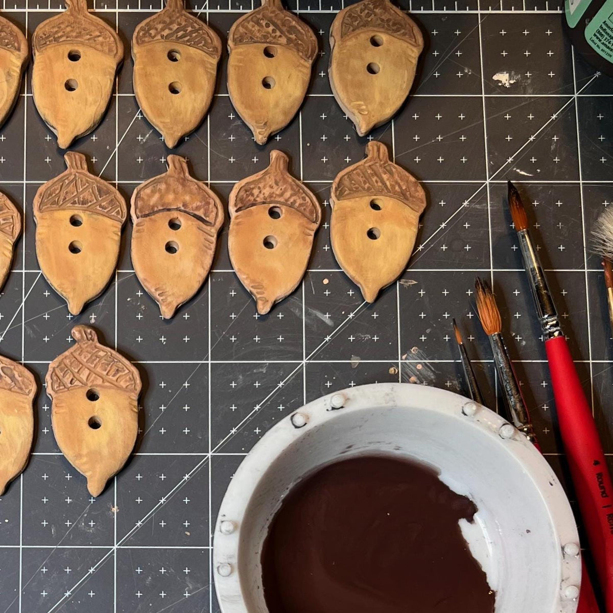 Pair Large Acorn Shaped Buttons