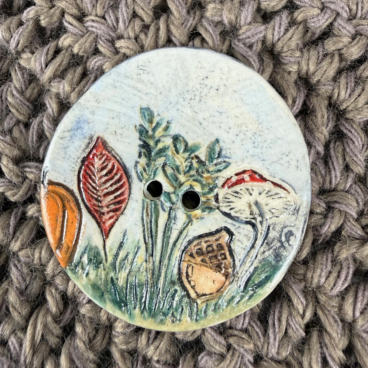 Fall Scenes Large Round Ceramic Button