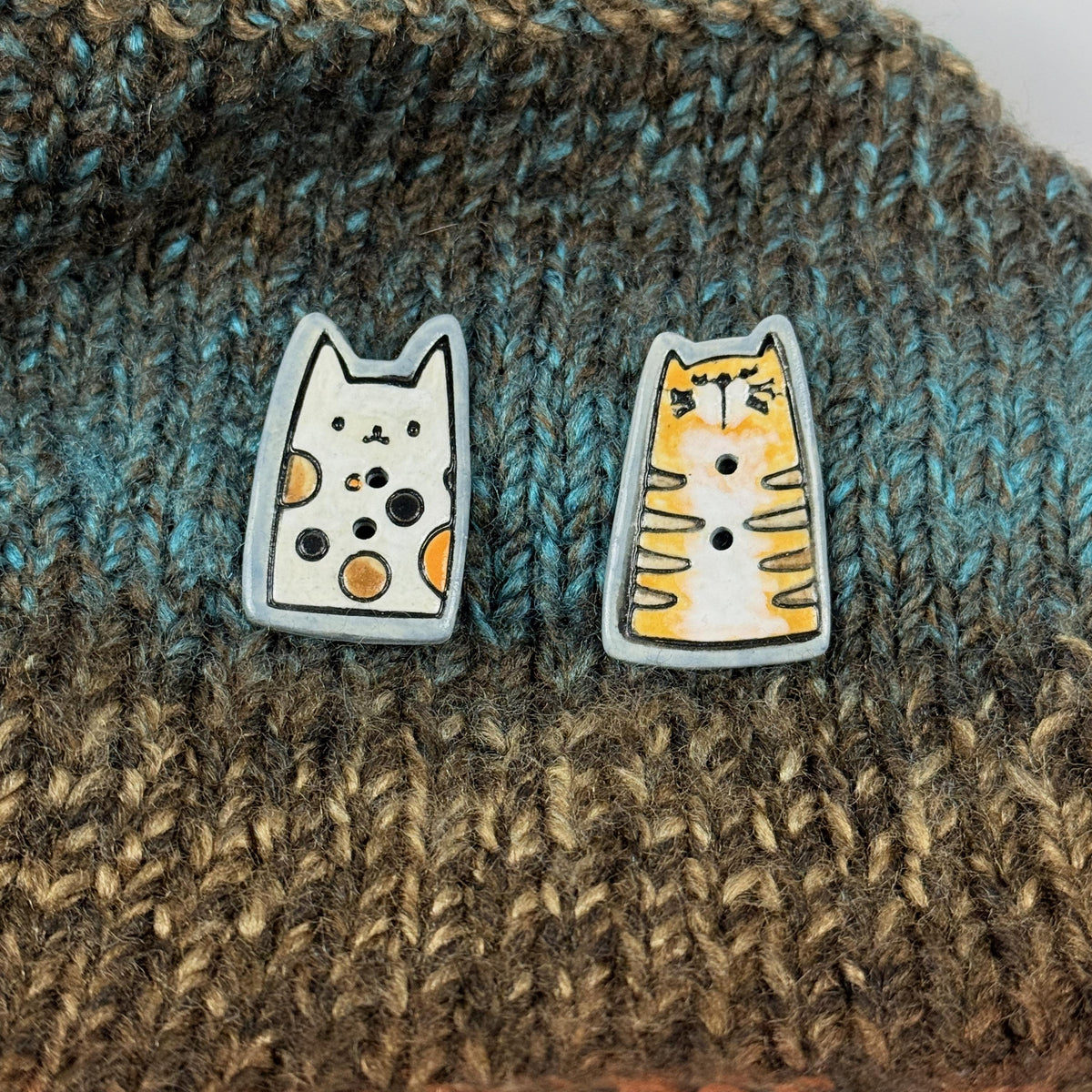 Calico Kitty Ceramic Button