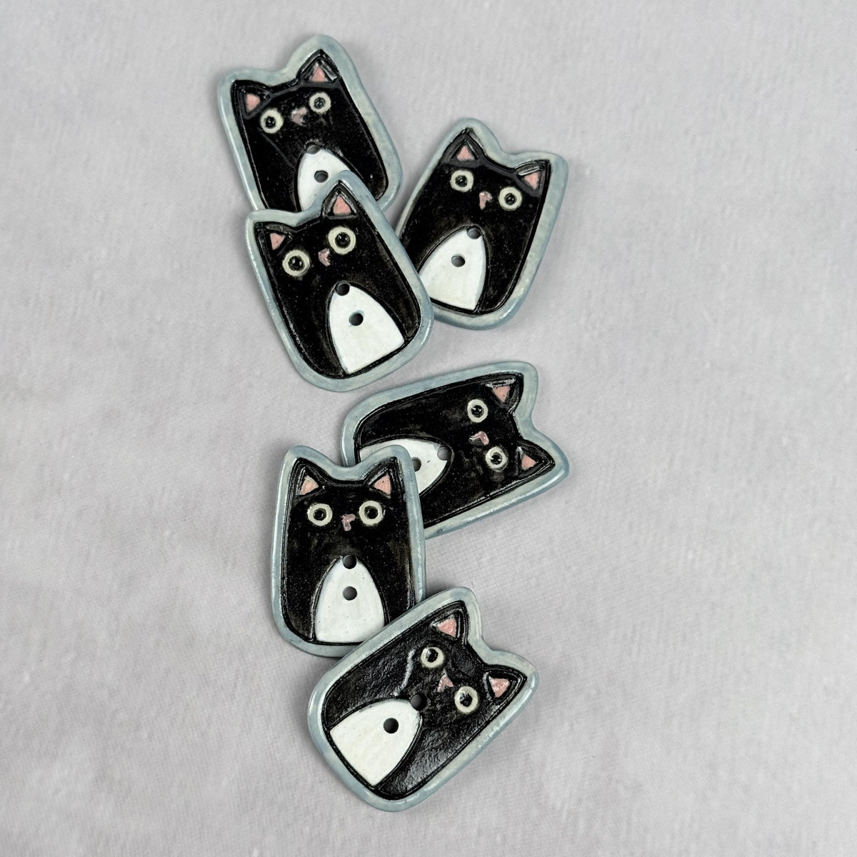 Tuxedo Kitty Ceramic Button