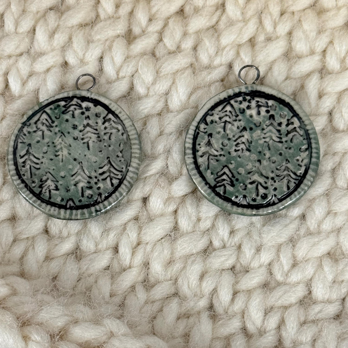 Rustic Winter Pine Trees Jewelry Component/Charm