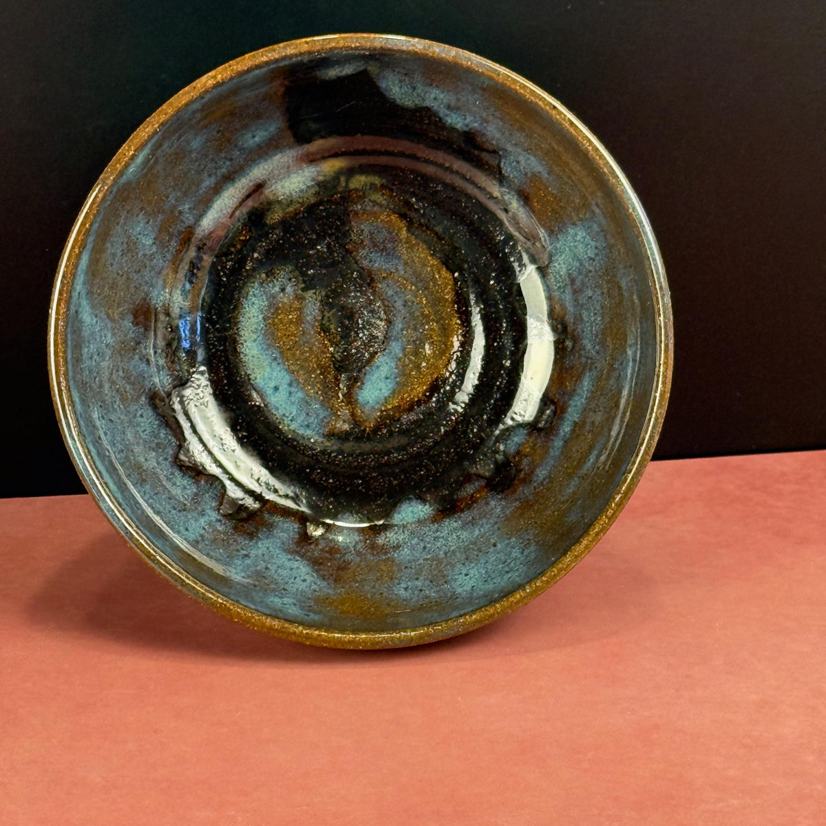 Small Blue and Brown Carved Texture Bowl